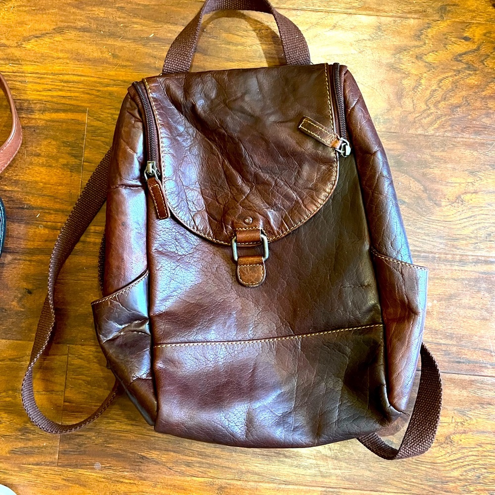 Real leather backpack.